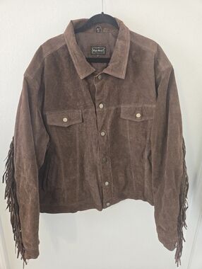 Vintage High Noon Western Brown Leather Jacket Cowboy Rodeo Mens 3XL XXXL